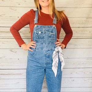 Revolt Wide Leg Denim Overalls Medium Light Wash